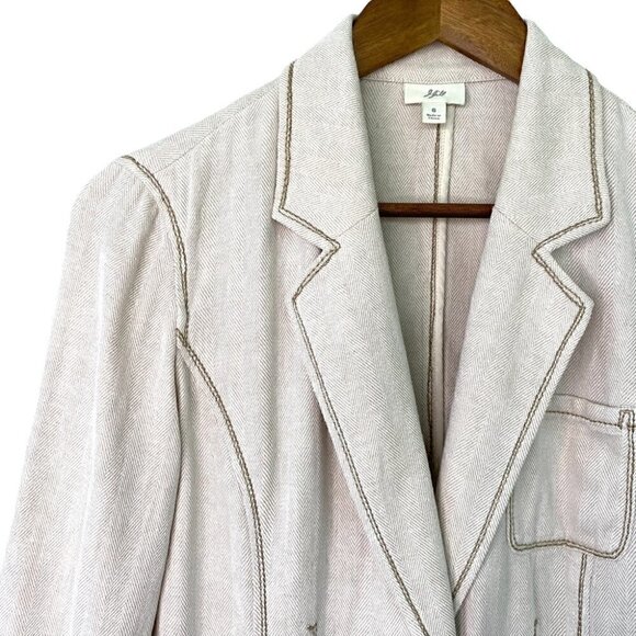 J. Jill linen &  cotton blazer, fitted, unlined, business casual - Picture 4 of 12